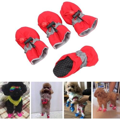 4pcs Pet Accessories Antiskid Puppy Shoes Pet Product Soft-soled Dog Shoes Waterproof Soft Pet Paw Care Fashion