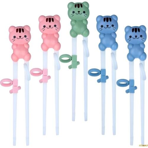 Wusteg 5 Pack Kids Training Chopsticks Cat Shape Baby Training Chopsticks with S Chinese Chopstick Learner Gifts