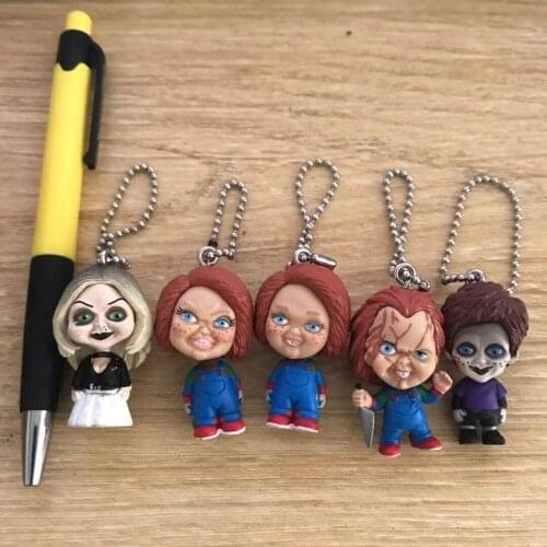 5cm 6pcs 5pcs Key chain Chucky Tiffany Glen Action Figure Toy Horror Halloween Gift