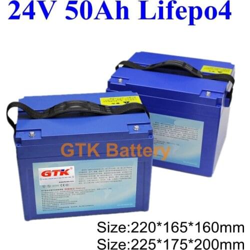 Lifepo4 25.6V 24V 50Ah battery for 1000w 2000w scooter motorcycle e-bike trolling motor mover +5A charger