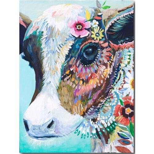 Animals 5D Diy Diamond Painting Colorful cow Cross Stitch Handmade Diamond Mosaic Kits Round Diamond Embroidery Rhinestones
