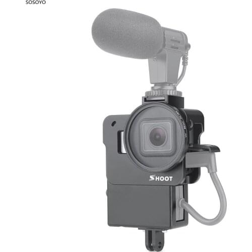 Aluminium Protective Cage Case Housing Shell Frame with Microphone Mount Hot Shoe For GoPro Hero 7 6 5 Black Camera Accessories