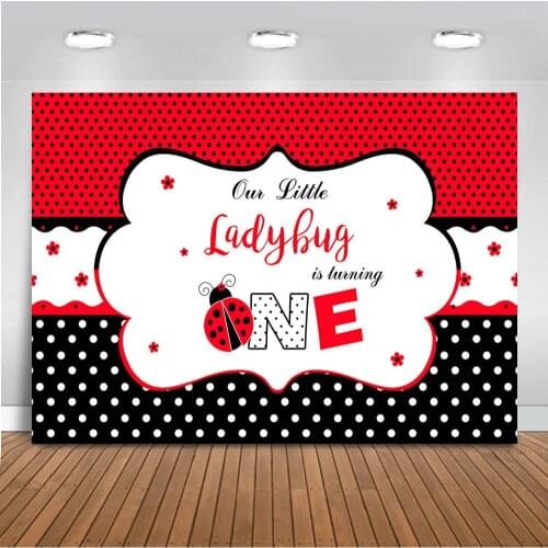 Ladybug Backdrop First Birthday Party Background for Photo Booth Studio Little Girl Boy Insect Theme Backdrops Decoration Props