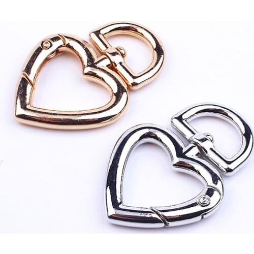 5Pcs Heart Shape Spring Clasp Clips Key Hook Keychain Split Key Ring Findings Clasps DIY Key Chain Jewelry Making Accessories