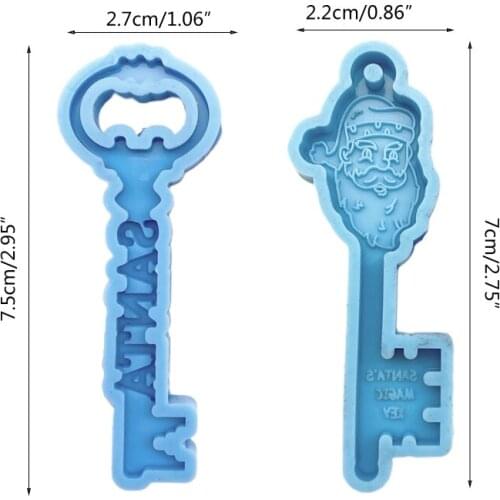 Keychain Silicone Mould DIY Crafts Polymer Jewelry Pendant Making Tool Christmas Theme Key Shape Epoxy Resin Mold