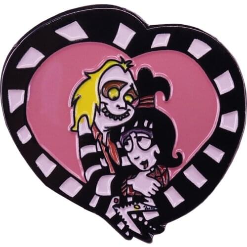Beetlejuice and Lydia Deetz brooch sandworm pin Gothic horror jewelry