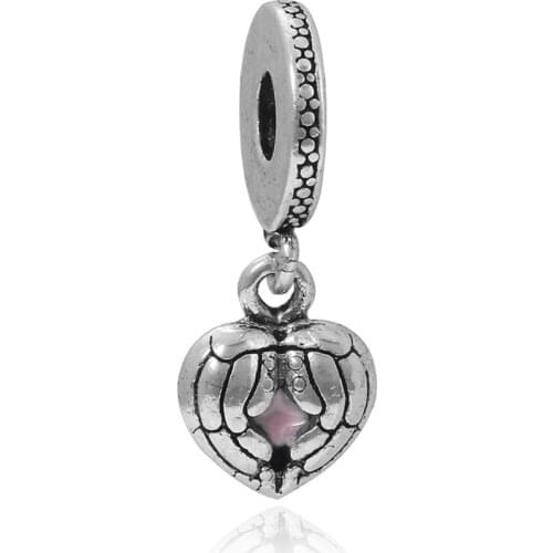 Fits bracelet charms plata de ley original jewelry valentines day mary poppins bijoux sieraden hearts beads DGB127