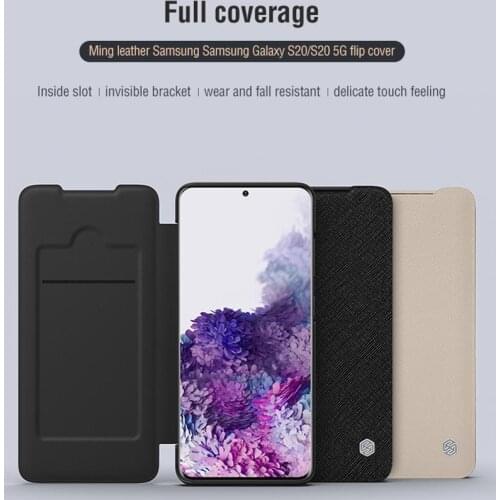 Genuine Nillkin Ming Leather Case Flip Cover Ultra Slim PC+PU Holder w/ Card Slot For For Samsung Galaxy S20 Plus 5G S20 Ultra