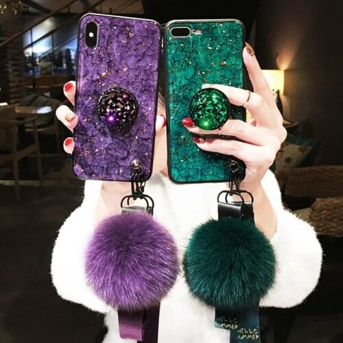 Luxury Diamond Marble Glitter Phone Cases For iPhone 8 7 6S Plus Holder Ring Silicon Cover For iPhone 11 12 Pro X XR XS MAX