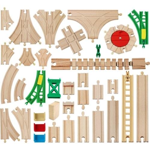 New All Kinds Wooden Track Parts Beech Wooden Railway Train Track Toy Accessories Fit Biro All Brands Wood Tracks Toys for Kids