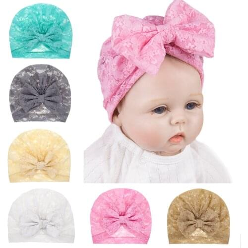 Newborn baby photography cap for boy or girl knot lace bow hat hats winter cap Baby hat Baby Fille Baby hats 2021 Summer New