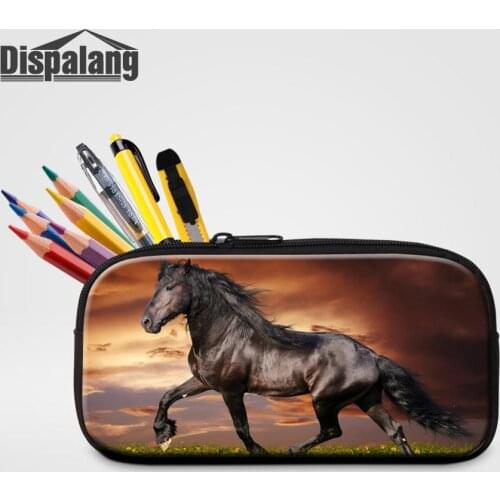 Dispalang Children Kawaii Stationery Pencil Case Boy Small Pen Bags Animal Horse Printing Cosmetic Bag Women Zipper Makeup Pouch