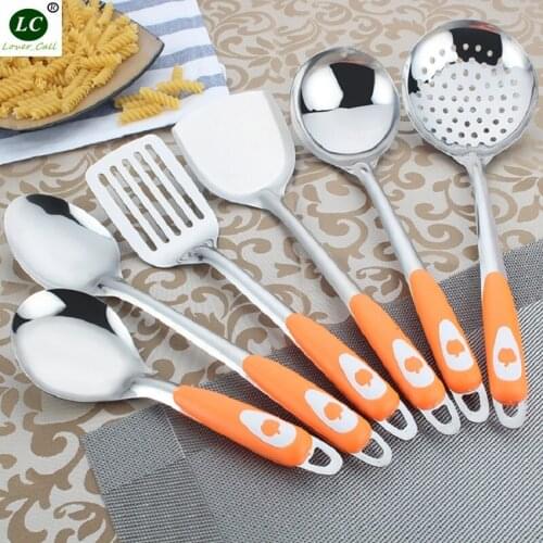 Cooking Tools Anti-hot Spatula set Hardened Kitchenware Full set of Colander Stainless steel Spoonless Spatula set Large Shovel