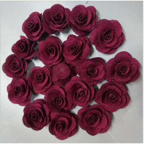 20Pcs/Bag Wine Red Hand Made DIA 3.5Cm Silk Rose Artificial Flower For Wedding Bouquet Decoration Flower DIY Hair Accessoires
