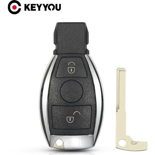 KEYYOU 10pcs Smart Car Key Case for Mercedes Benz ML SL SLK CLK W211 Year 2000+ Supports Original BGA Key Case 2 Buttons