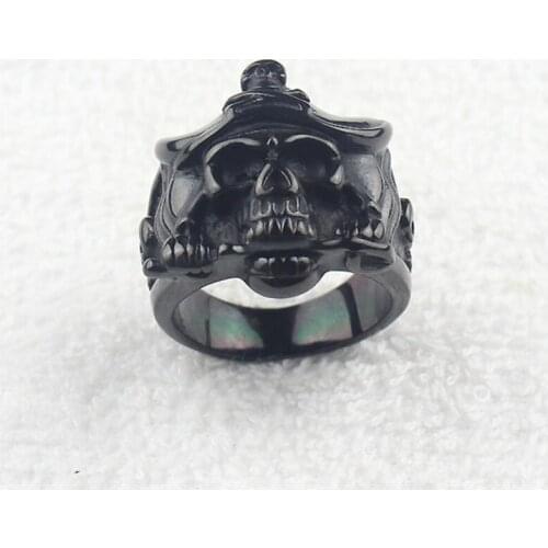 Cool Mens Black Pirate Skull Knife Caribbean Biker Stainless Steel Biker Ring US Size 7-15