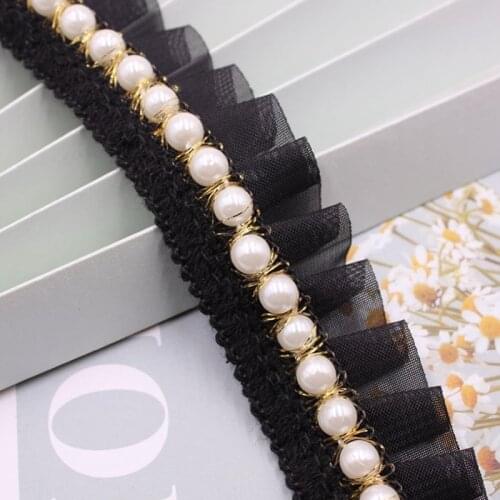 1yards Pearl Tulle Sewing Fringe Tassel Trim Thin Lace Ribbon for Needlework Embroidery Decoration Clothes Curtains Accessories