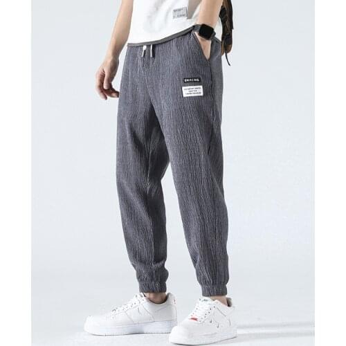 Harajuku Clothe Summer Men Pants Ice Cool Casual Breathable Lightweight Quick Dry Trousers Mens Long Pants Male