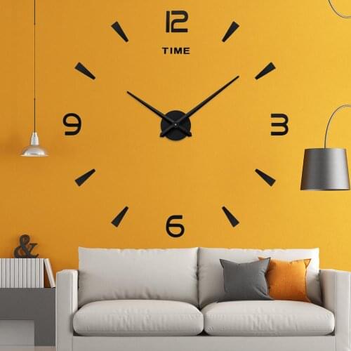 Fashion DIY 3D Wall Clock For Living Room Design Acrylic Mirror Clocks Europe Stickers Large Decorative Quartz Watch Wall Clock
