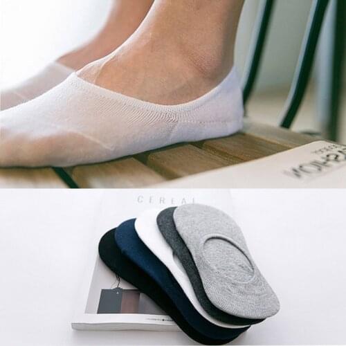 5Pair/lot Fashion Men Boat Socks Summer Autumn Non-slip Silicone Invisible Breathbale Cotton Male Ankle No Show Sock Slippers