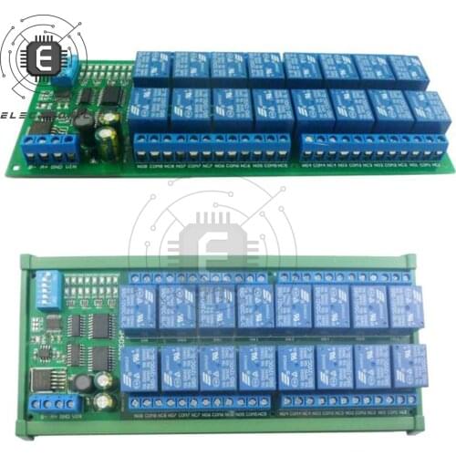 Modbus RTU DC12V 16 Channel DIN Rail Box PLC Expansion Board RS485 Relay Module Modbus RTU Control Switch Board