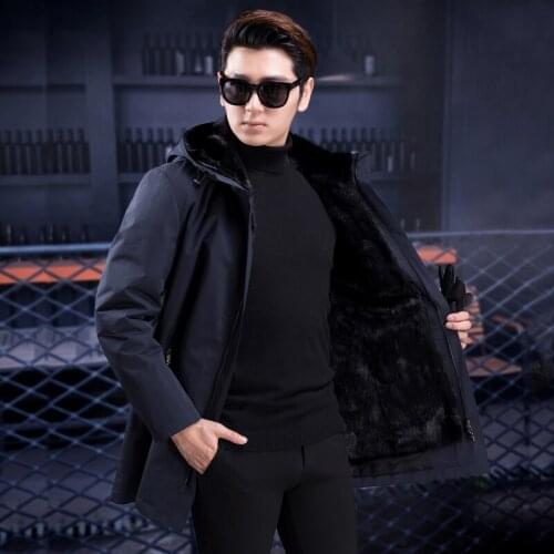 2020 autumn and winter new fur one mens fur coat to overcome the entire mink fur liner long casual hooded fur coat