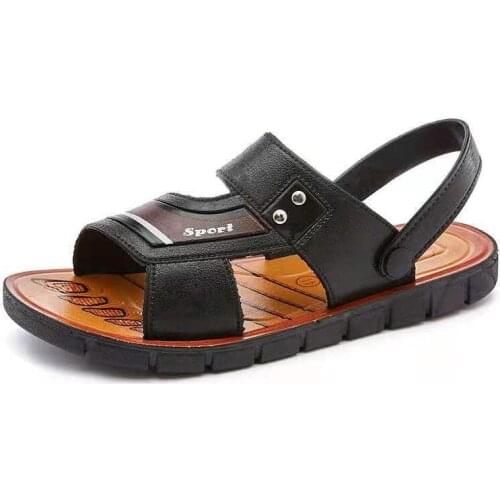 2021 Summer New Mens Beach Sandals Casual Wear-resistant Anti Slip Breathable Solid Shallow Flat Shoes for Outdoors Size 40-45