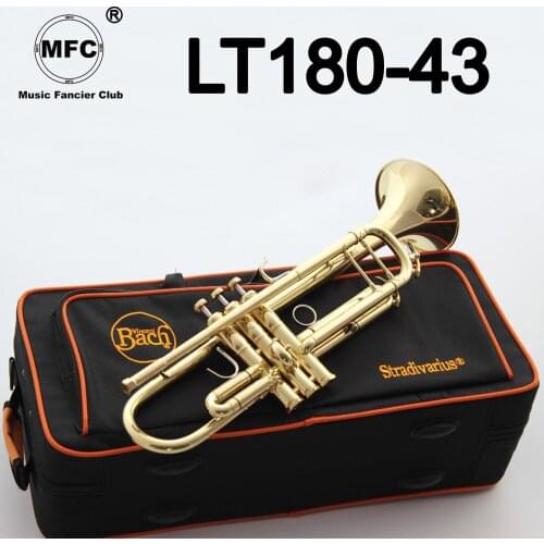Music Fancier Club Bb Trumpet LT180-43 Gold Lacquer Music Instruments Profesional Trumpets 18043 Included Case Mouthpiece
