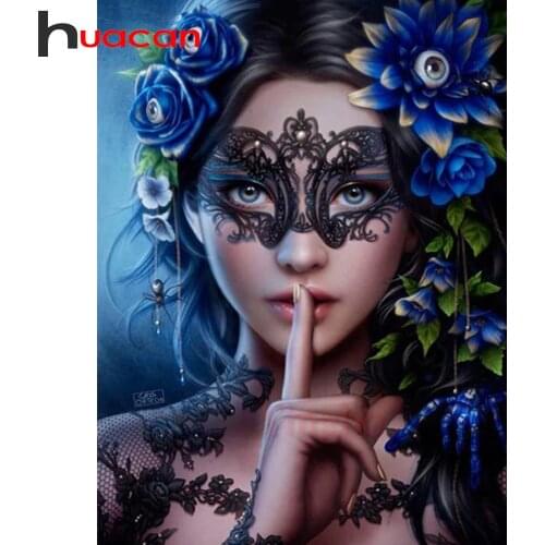 Huacan 5d Diamond Painting Full Drill Square Portrait Kits DIY Diamond Embroidery Cross Stitch Woman Craft Kit