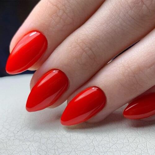 24Pcs Hot Red Short Stiletto False Nail For Design Artificial Press On Fake Nails DIY Lady Finger Tip Manicure Tools