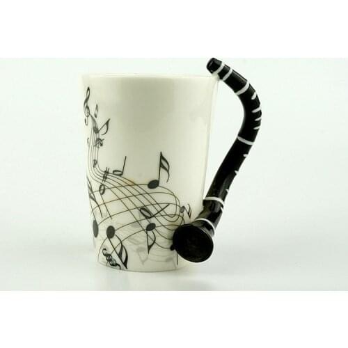 Novelty 220ml Clarinet Ceramic Cup Personality Music Note Milk Mug Coffee Tea Cup Christmas New Year Gift