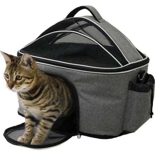QOWA Pet Carrier Car Breathable Travel Cat Bag Folding Expansion Hand Portable Outdoor Coop Small And Medium Size Cage Dog