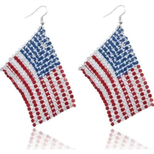 Earrings Independent Japanese Earrings Printed with American Flag Earrings Earrings
