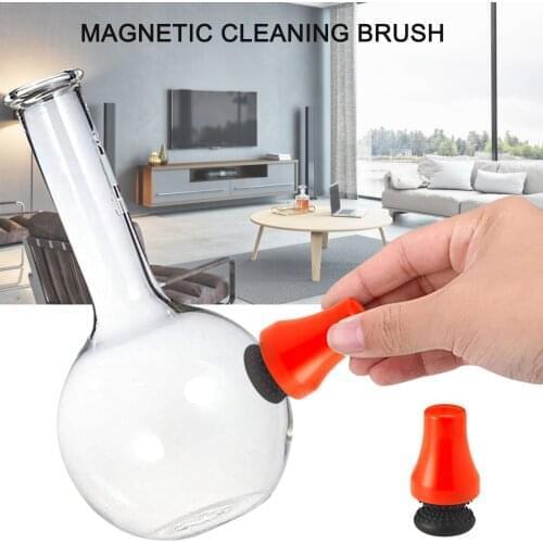 Small Precision Magnetic Spot Scrubber Cleaning Brush For Bottle Wall Vase Portable Household Cleaning Tools Glass Cleaner DH