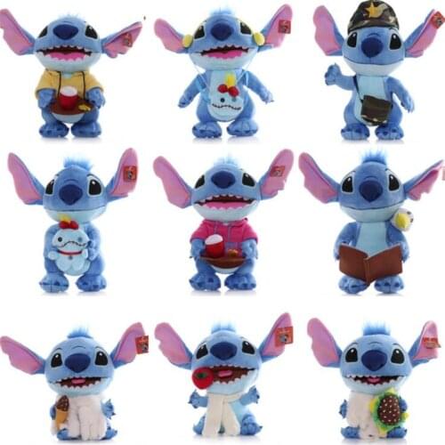Disney Lilo & Stitch Blue Plush Toy Cartoon Stuffed Soft Plush Dolls Kawaii Keychain Pendant Toys Christmas Halloween Kids Gifts