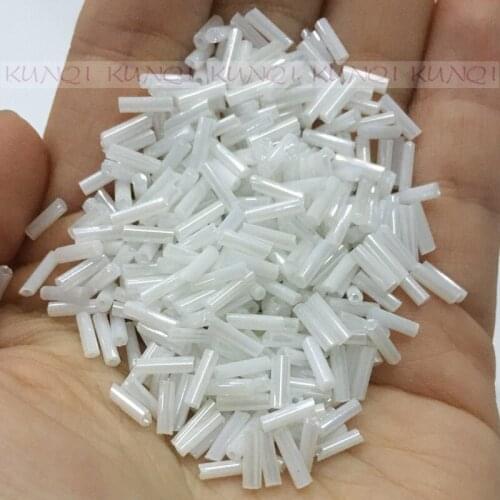 20g/400pcs White color 2x6mm Tubes Glass Loose Seed Spacer Beads For jewelry making ,Craft DIY, Garment Accessory