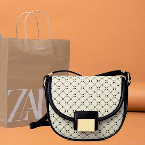 Fashion Geometric Printing Saddle Bag Women PU Leather Shoulder Messenger Bags Brand Design Luxury Handbags Girl Daily Purses