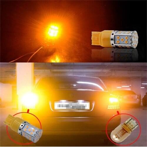 2XT20 7440 3030 35SMD Led Turn Signal Lights Cornering Lamp Error Free Canbus Constant Nonpolarity 2800 Lumens DC 12V Amber