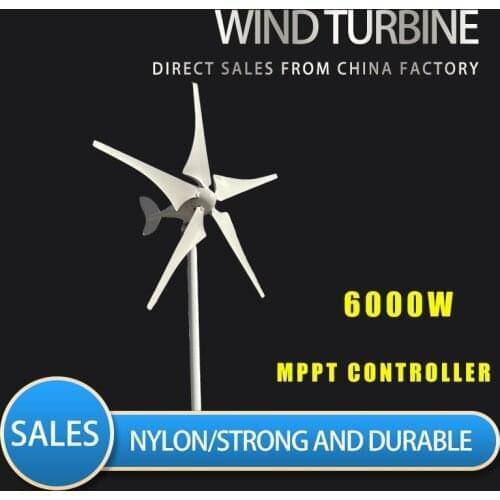 2021 Horizontal Axis Wind Energy 6000w 5 blades Free EnergyHIGH Efficient 12v 24v Wind Turbine Generator With Controller
