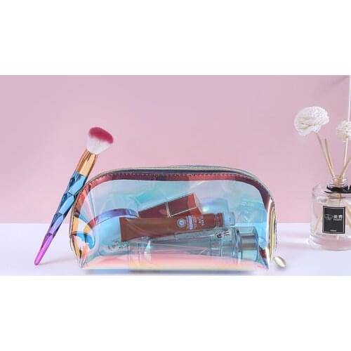 Waterproof Transparent Cosmetic Bag Cute Makeup Bags Storage Pouch Clear Case Toiletry Bag TPU Zipper Travel Make Up Organizer
