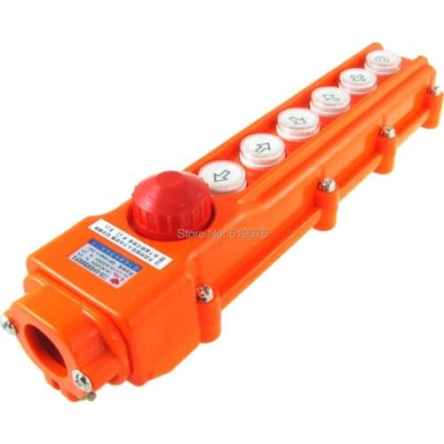 Up Down Hoist Pushbutton Switch Rain Proof w Emergency Stop 250V 5A 500V 2A