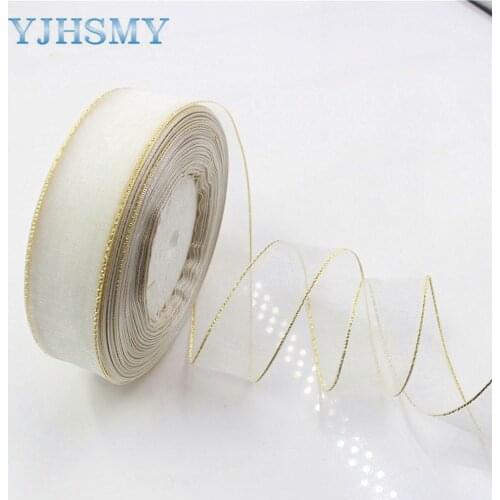 YJHSMY 1710239,1 roll (50 yards) 25mm white double transparent transparent yarn weaving wedding party decor gift gift belt