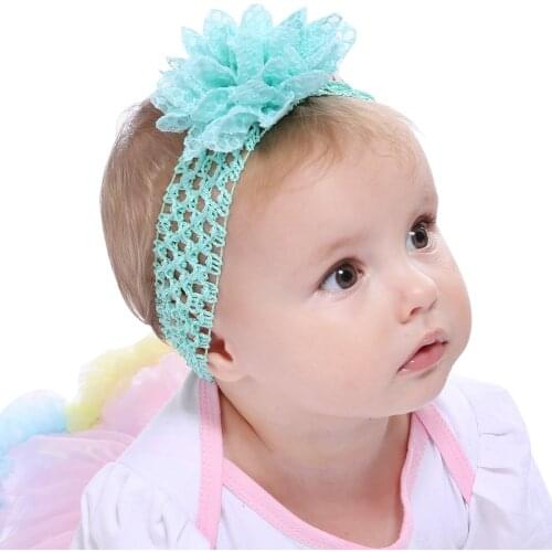 Yundfly Children Girls Elastic Cotton Flower Headband Kids Hair Bows Elastic Hair Band Little Girls Headwear Bandage