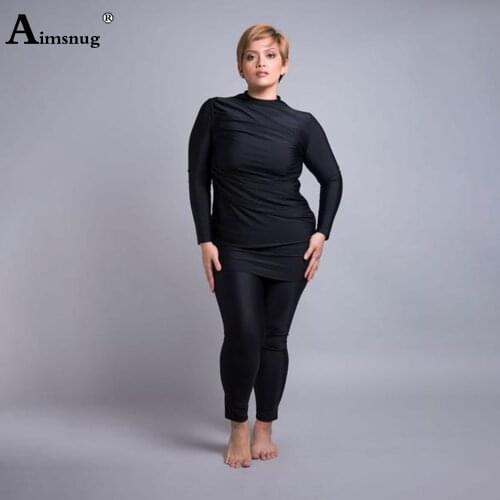 Women Muslim Swimsuits Long Sleeve Top And Slim Pants Three Pieces Swimwear Islamic Burkinis Beachwear Solid Casual Bathing Suit
