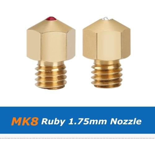 1pc 3D Printer Parts 0.4mm 1.75mm MK8 Ruby Sapphire Nozzle Gemstone 3D Printing Nozzle For PETG ABS PET PEEK Nylon Filament