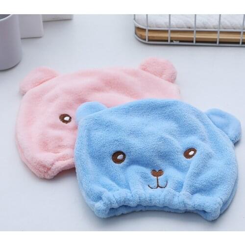 1 PCS Hygroscopicity And Breathability Bear Microfiber Hair Turban Quickly Dry Hair Hat Wrapped Towel Cap Towel Toallas Towels
