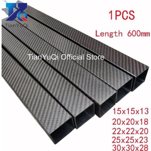 1pcs Glossy Surface 3K full carbon fiber square tube high strength length 600mm OD 15mm 20mm 22mm 25mm 30mm for Quadcopter arm