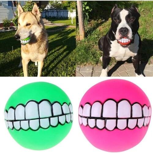 1Pcs Hot Sale Random Color Transer Pet Supply Funny Squeak Dog Teeth Chew Large Rubber Toys Dog Toy Ball For Small Sound C9W9