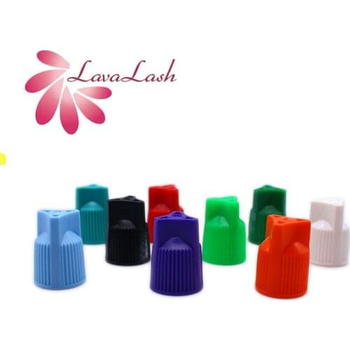 100 PCS Colorful Cap Triangle Lip for Eyelash Extensions Glue Packaging Bottle Eyelash Growth Packing Container Makeup Tools