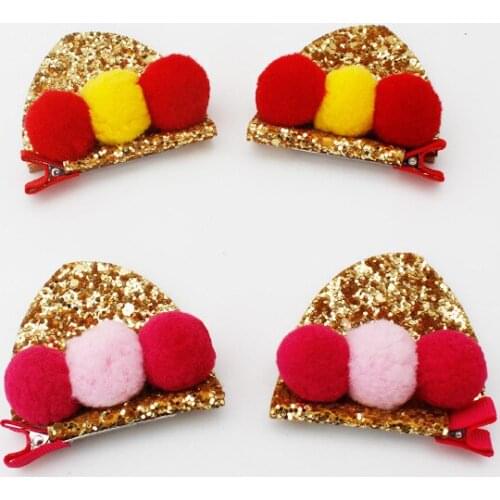 20 pairs/lot, Glitter and Felt Woodland Ear clips , Halloween Costume Cat Ears Hair Clips